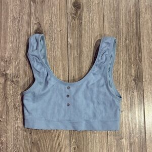 Lucky Brand Blue Ribbed Crop Top